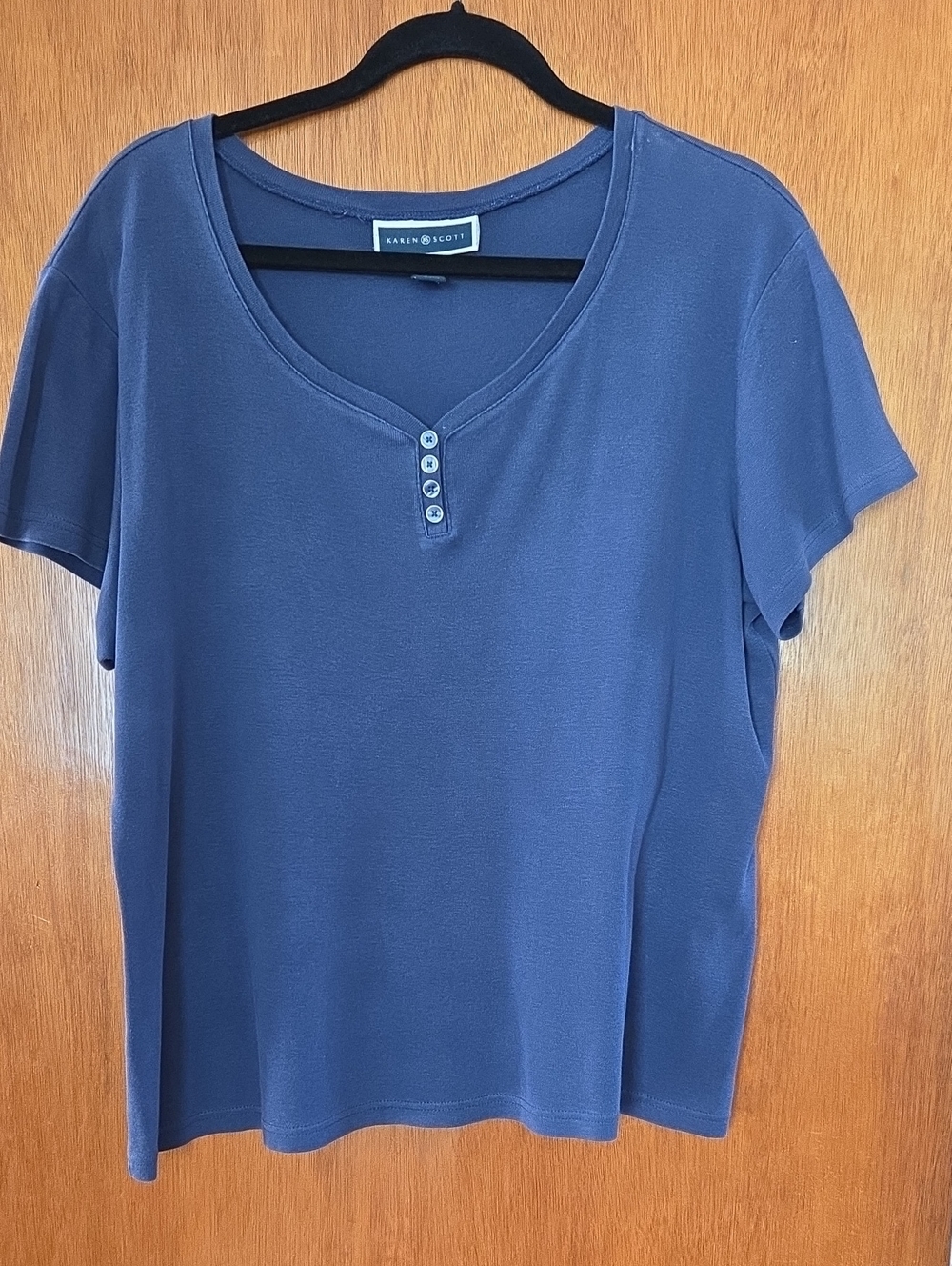 Karen Scott Navy Blue Short-Sleeve Cotton Tee